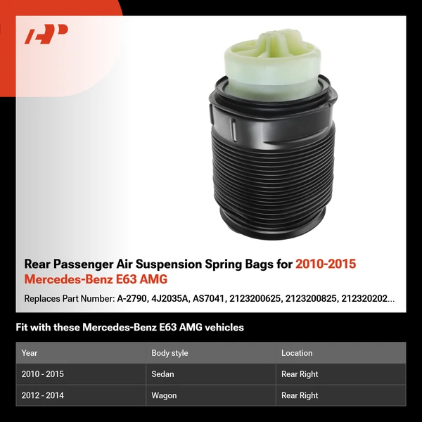Rear Passenger Air Suspension Spring Bags for 2010-2015 Mercedes-Benz E63 AMG