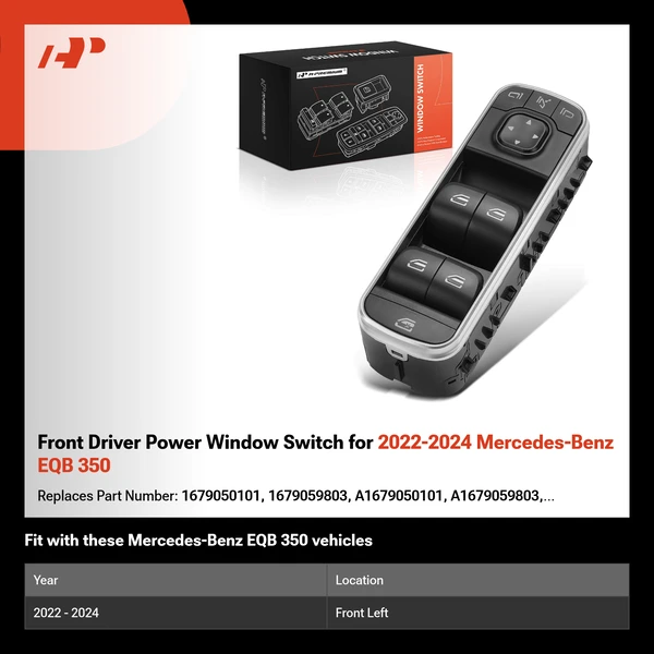 Front Driver Power Window Switch for 2022-2024 Mercedes-Benz EQB 350