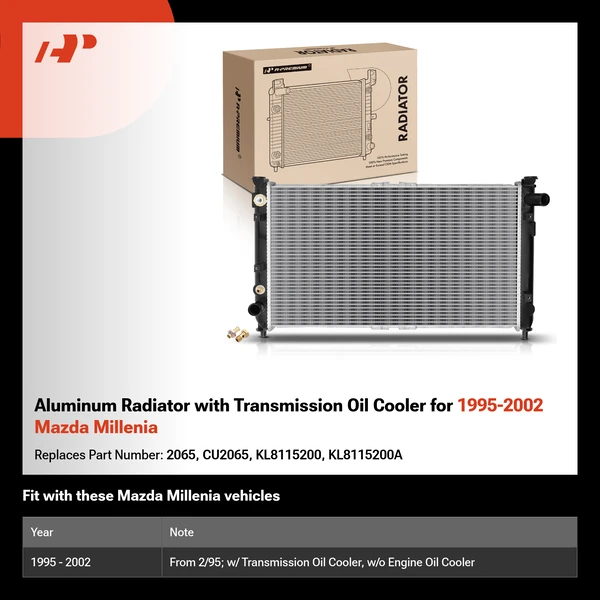 Aluminum Radiator with Transmission Oil Cooler for 1995-2002 Mazda Millenia