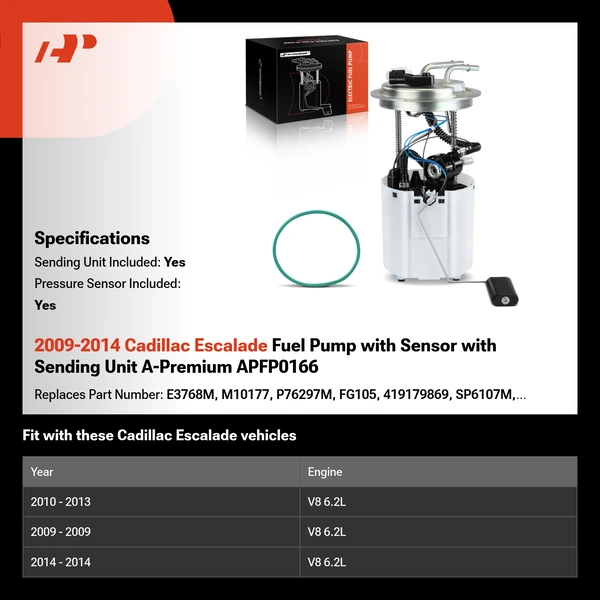 2009-2014 Cadillac Escalade Fuel Pump with Sensor with Sending Unit A-Premium APFP0166