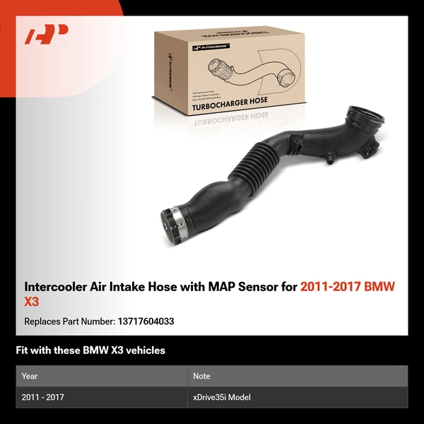 Intercooler Air Intake Hose with MAP Sensor for 2011-2017 BMW X3