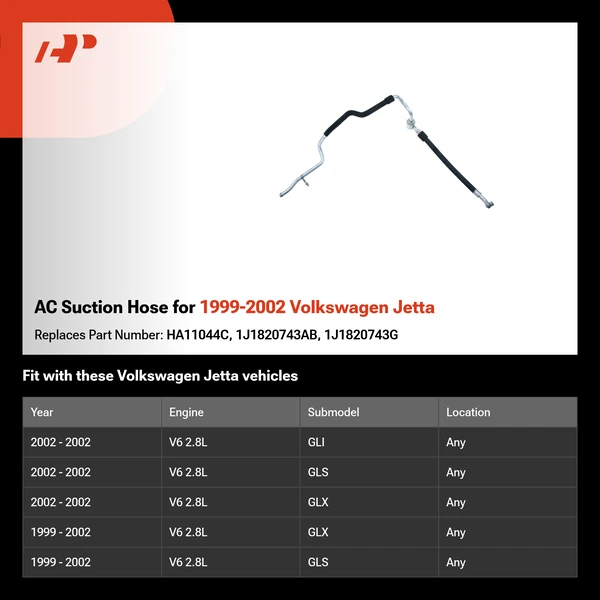 AC Suction Hose for 1999-2002 Volkswagen Jetta