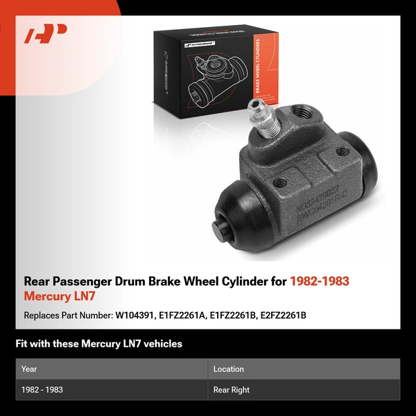 Rear Passenger Drum Brake Wheel Cylinder for 1982-1983 Mercury LN7