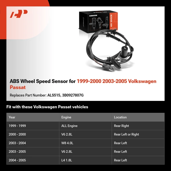 ABS Wheel Speed Sensor for 1999-2000 2003-2005 Volkswagen Passat