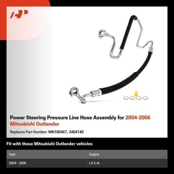 Power Steering Pressure Line Hose Assembly for 2004-2006 Mitsubishi Outlander