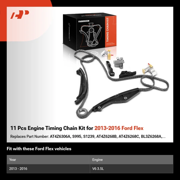 11 Pcs Engine Timing Chain Kit for 2013-2016 Ford Flex