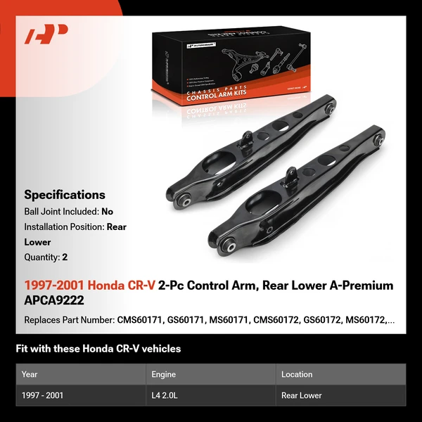 1997-2001 Honda CR-V 2-Pc Control Arm, Rear Lower A-Premium APCA9222