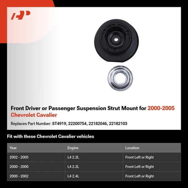 Front Driver or Passenger Suspension Strut Mount for 2000-2005 Chevrolet Cavalier