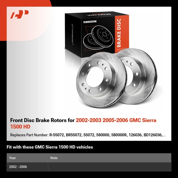 Front Disc Brake Rotors for 2002-2003 2005-2006 GMC Sierra 1500 HD