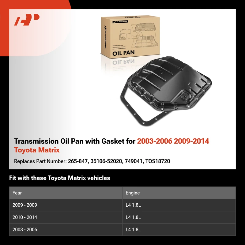 Transmission Oil Pan with Gasket for 2003-2006 2009-2014 Toyota Matrix