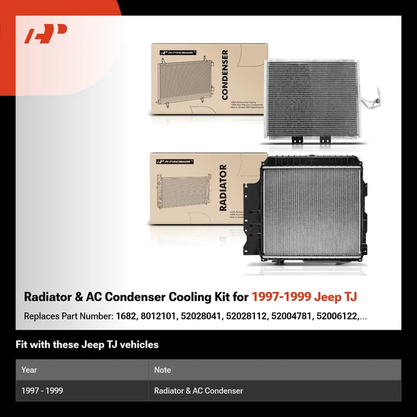 Radiator & AC Condenser Cooling Kit for 1997-1999 Jeep TJ