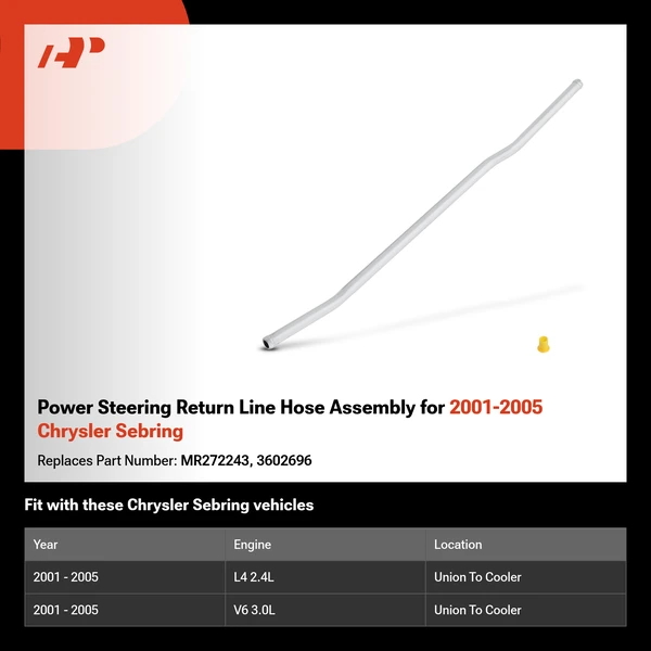 Power Steering Return Line Hose Assembly for 2001-2005 Chrysler Sebring