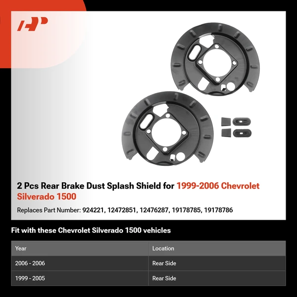 2 Pcs Rear Brake Dust Splash Shield for 1999-2006 Chevrolet Silverado 1500