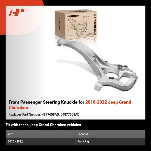 Front Passenger Steering Knuckle for 2016-2022 Jeep Grand Cherokee