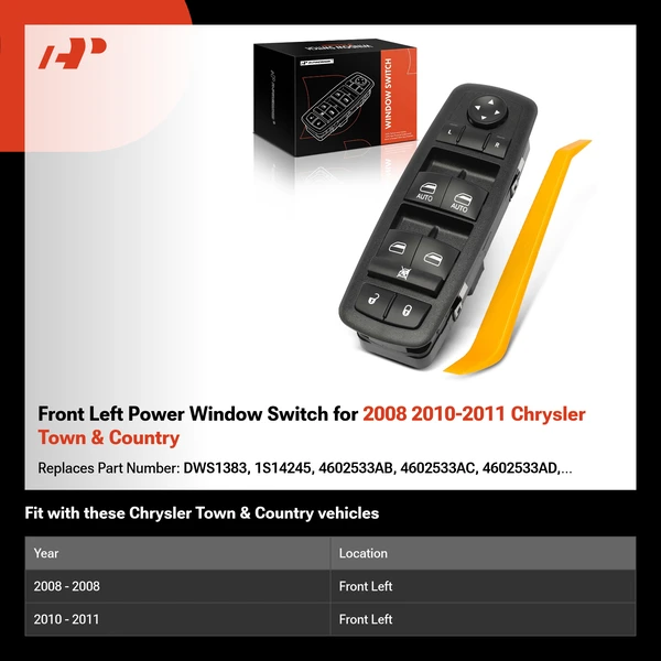 Front Left Power Window Switch for 2008 2010-2011 Chrysler Town & Country