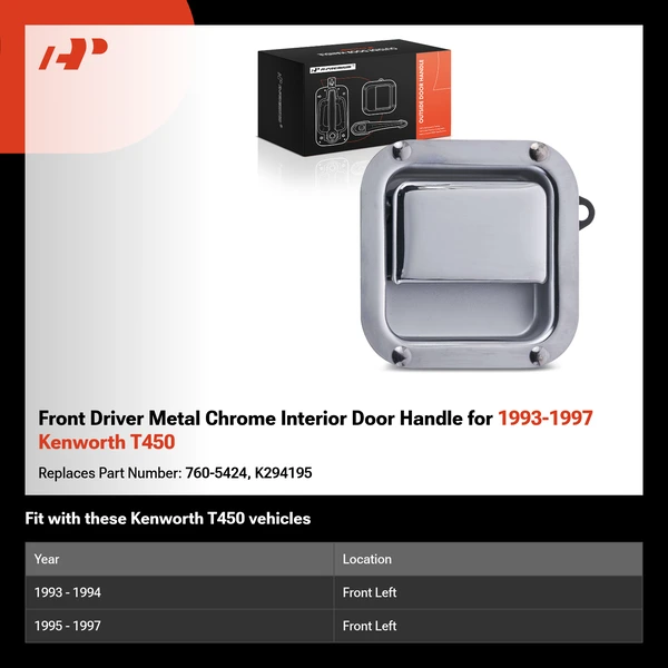 Front Driver Metal Chrome Interior Door Handle for 1993-1997 Kenworth T450