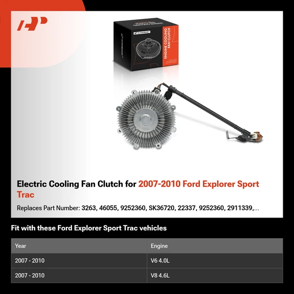Electric Cooling Fan Clutch for 2007-2010 Ford Explorer Sport Trac