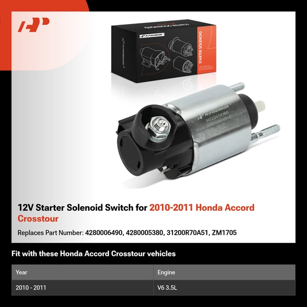 12V Starter Solenoid Switch for 2010-2011 Honda Accord Crosstour