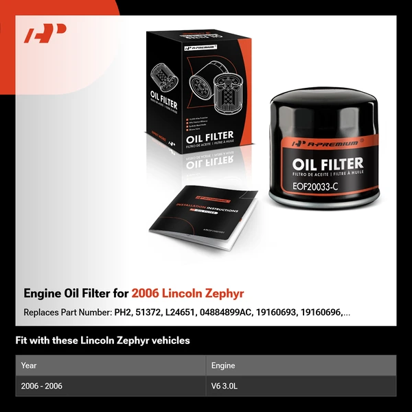 Engine Oil Filter for 2006 Lincoln Zephyr