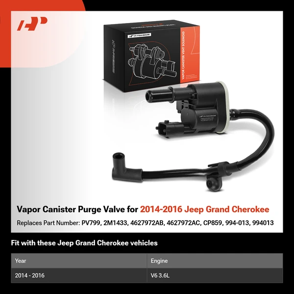 Vapor Canister Purge Valve for 2014-2016 Jeep Grand Cherokee
