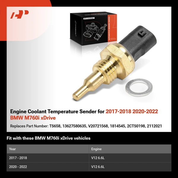 Engine Coolant Temperature Sender for 2017-2018 2020-2022 BMW M760i xDrive