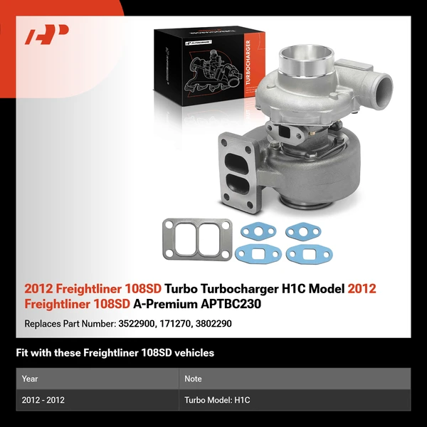 2012 Freightliner 108SD Turbo Turbocharger H1C Model 2012 Freightliner 108SD A-Premium APTBC230