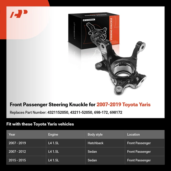 Front Passenger Steering Knuckle for 2007-2019 Toyota Yaris