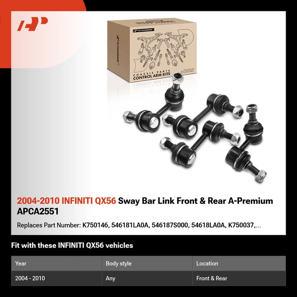 2004-2010 INFINITI QX56 Sway Bar Link Front & Rear A-Premium APCA2551