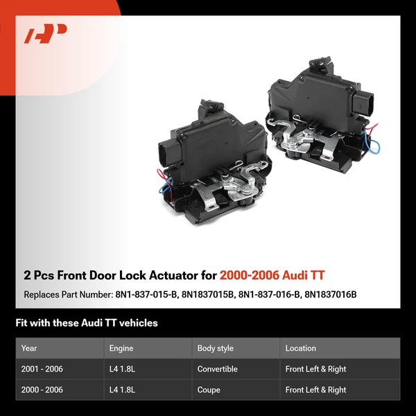 2 Pcs Front Door Lock Actuator for 2000-2006 Audi TT
