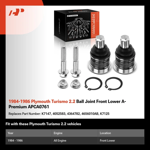 1984-1986 Plymouth Turismo 2.2 Ball Joint Front Lower A-Premium APCA0761