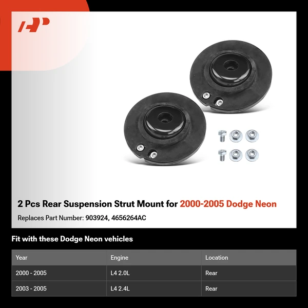 2 Pcs Rear Suspension Strut Mount for 2000-2005 Dodge Neon