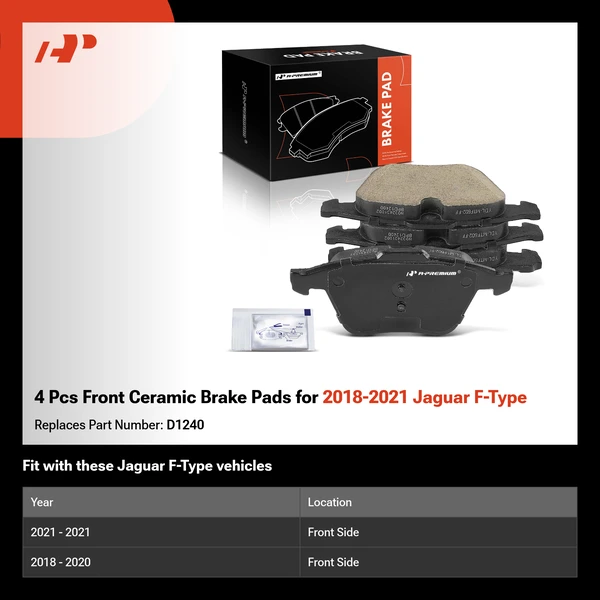 4 Pcs Front Ceramic Brake Pads for 2018-2021 Jaguar F-Type