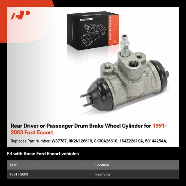 Rear Driver or Passenger Drum Brake Wheel Cylinder for 1991-2003 Ford Escort