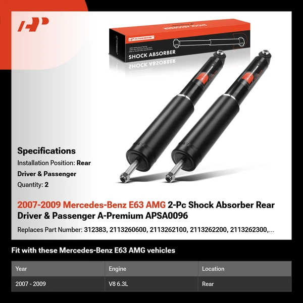 2007-2009 Mercedes-Benz E63 AMG 2-Pc Shock Absorber Rear Driver & Passenger A-Premium APSA0096
