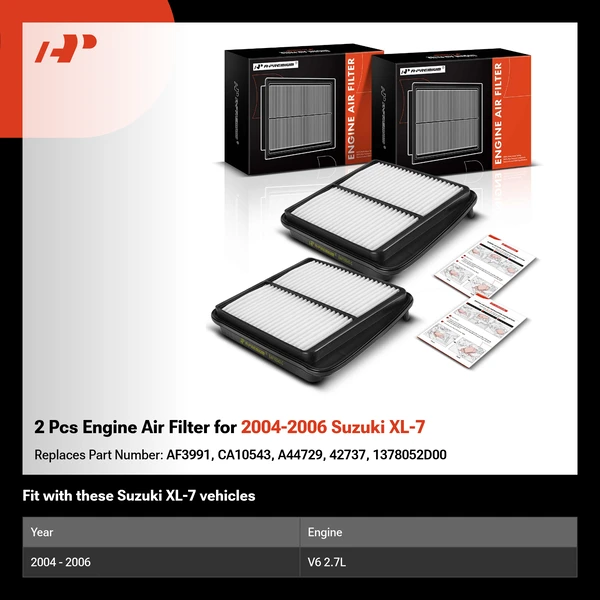 2 Pcs Engine Air Filter for 2004-2006 Suzuki XL-7