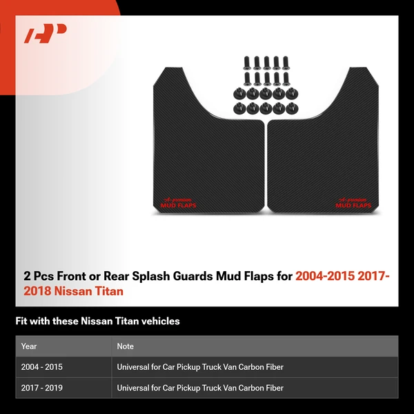 2 Pcs Front or Rear Splash Guards Mud Flaps for 2004-2015 2017-2018 Nissan Titan