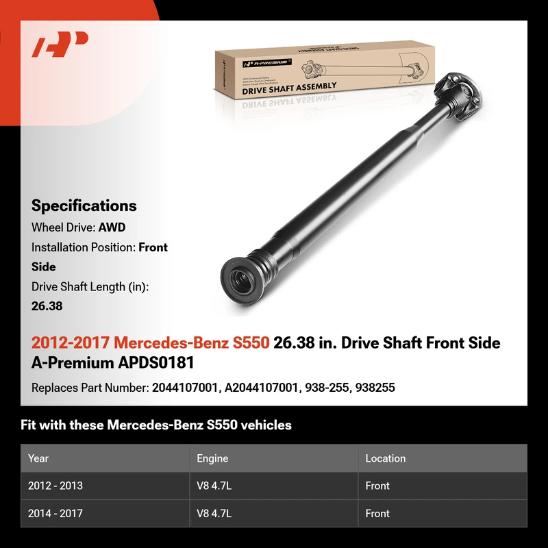 2012-2017 Mercedes-Benz S550 26.38 in. Drive Shaft Front Side A-Premium APDS0181