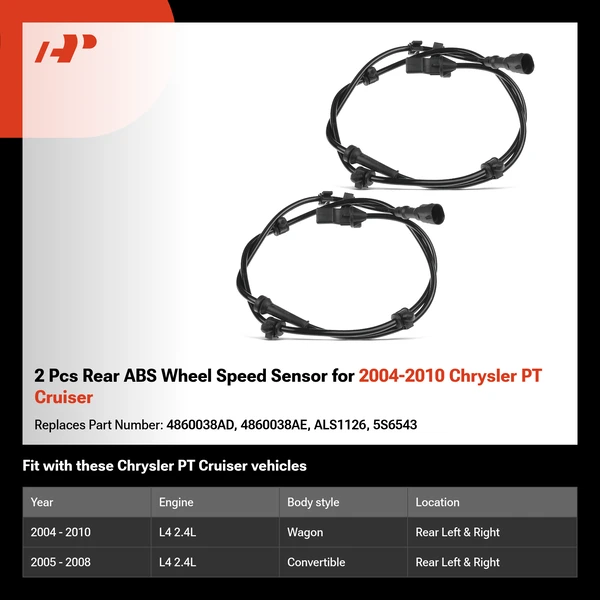 2 Pcs Rear ABS Wheel Speed Sensor for 2004-2010 Chrysler PT Cruiser