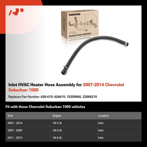 Inlet HVAC Heater Hose Assembly for 2007-2014 Chevrolet Suburban 1500