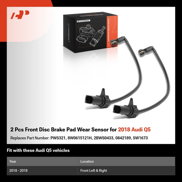 2 Pcs Front Disc Brake Pad Wear Sensor for 2018 Audi Q5