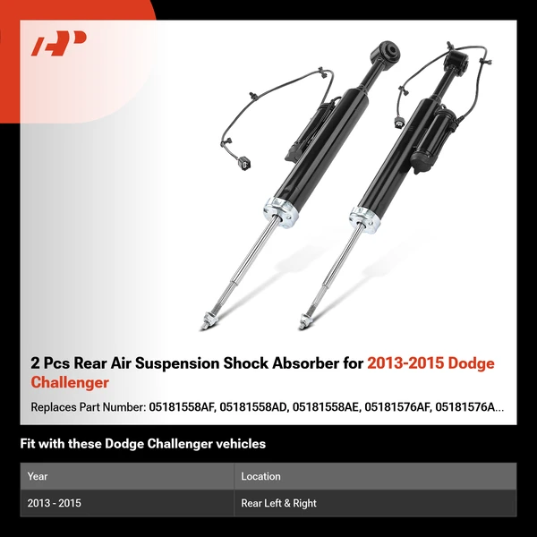2 Pcs Rear Air Suspension Shock Absorber for 2013-2015 Dodge Challenger