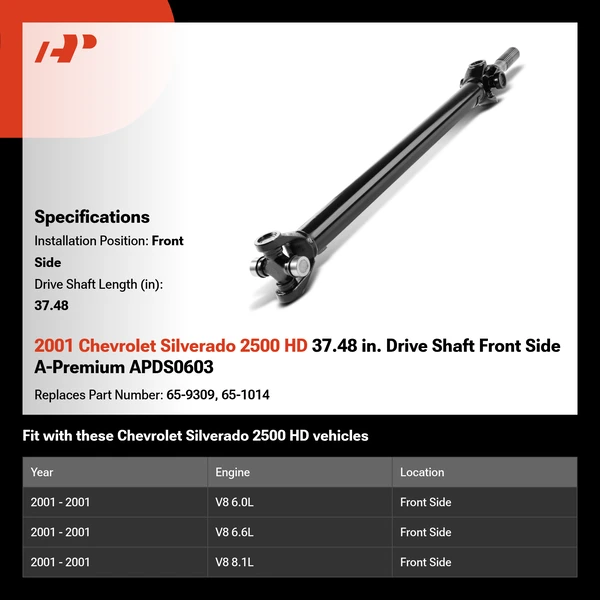 2001 Chevrolet Silverado 2500 HD 37.48 in. Drive Shaft Front Side A-Premium APDS0603