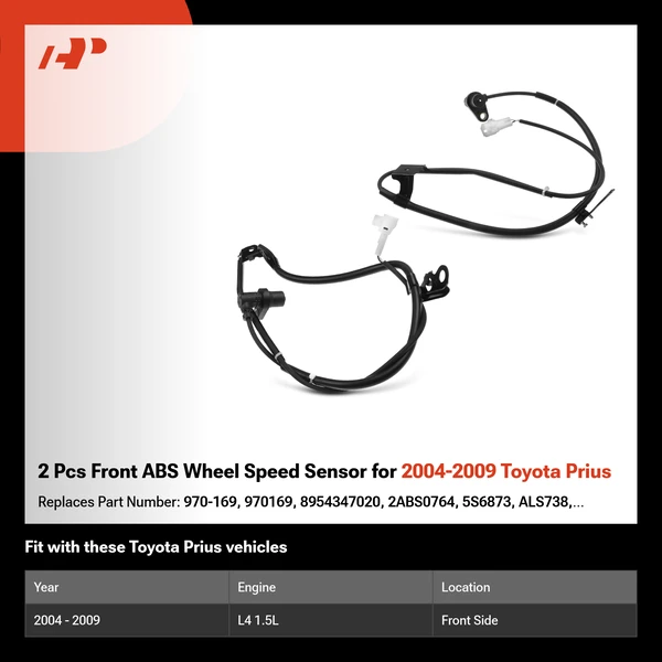 2 Pcs Front ABS Wheel Speed Sensor for 2004-2009 Toyota Prius