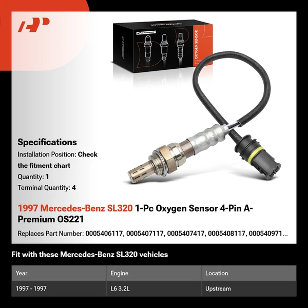 1997 Mercedes-Benz SL320 1-Pc Oxygen Sensor 4-Pin A-Premium OS221