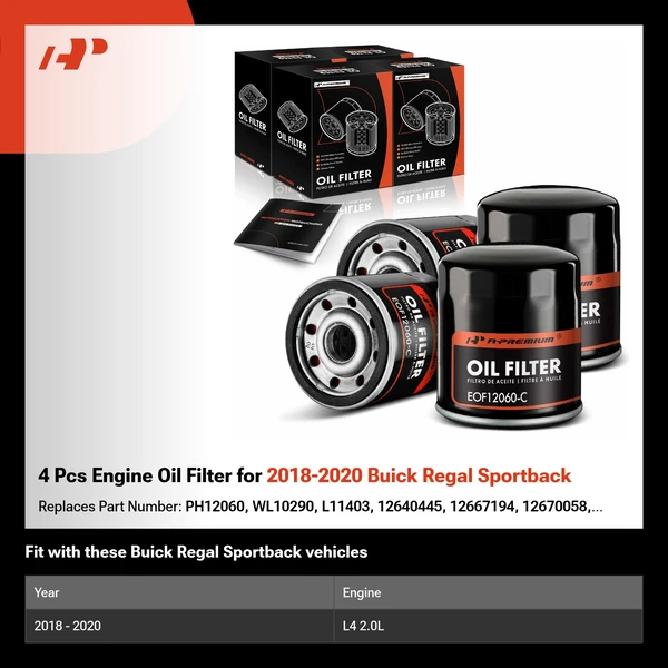 4 Pcs Engine Oil Filter for 2018-2020 Buick Regal Sportback