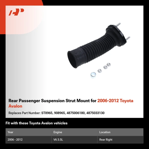 Rear Passenger Suspension Strut Mount for 2006-2012 Toyota Avalon