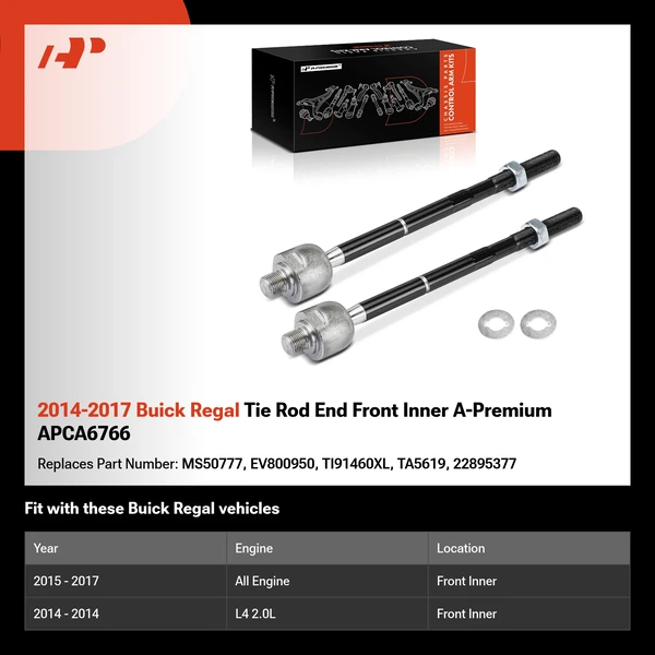 2014-2017 Buick Regal Tie Rod End Front Inner A-Premium APCA6766