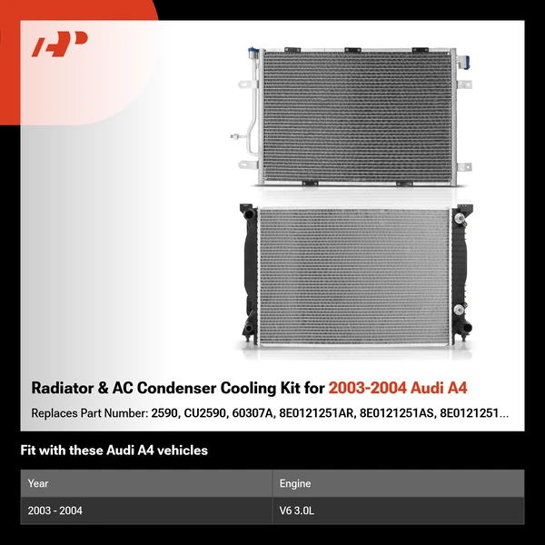 Radiator & AC Condenser Cooling Kit for 2003-2004 Audi A4