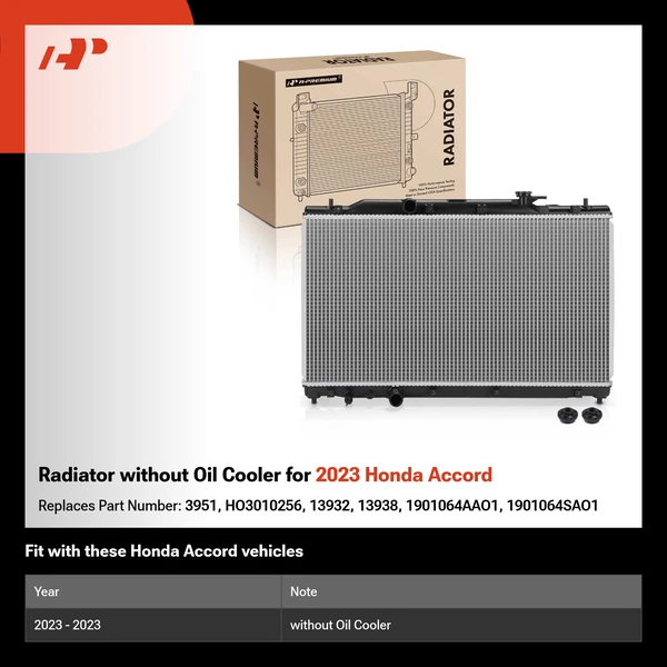 Radiator without Oil Cooler for 2023 Honda Accord