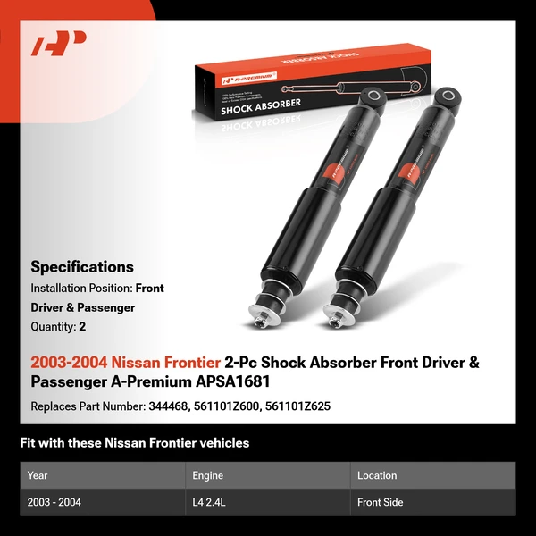 2003-2004 Nissan Frontier 2-Pc Shock Absorber Front Driver & Passenger A-Premium APSA1681